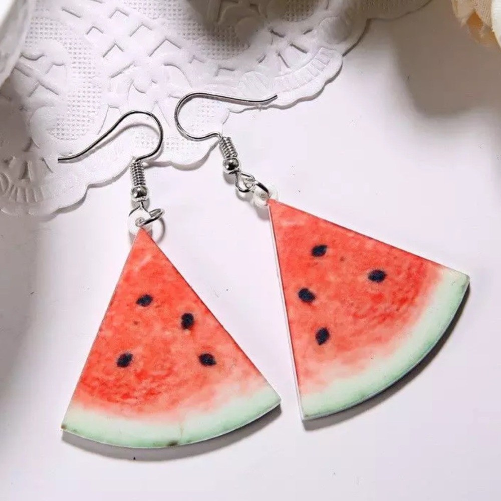 2/$10 NEW! Watermelon Slice Earrings Korean Creative Cute Simple Funny Cartoon